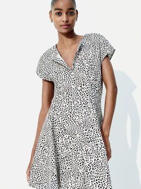 H&M White and Black Printed Mini Dress